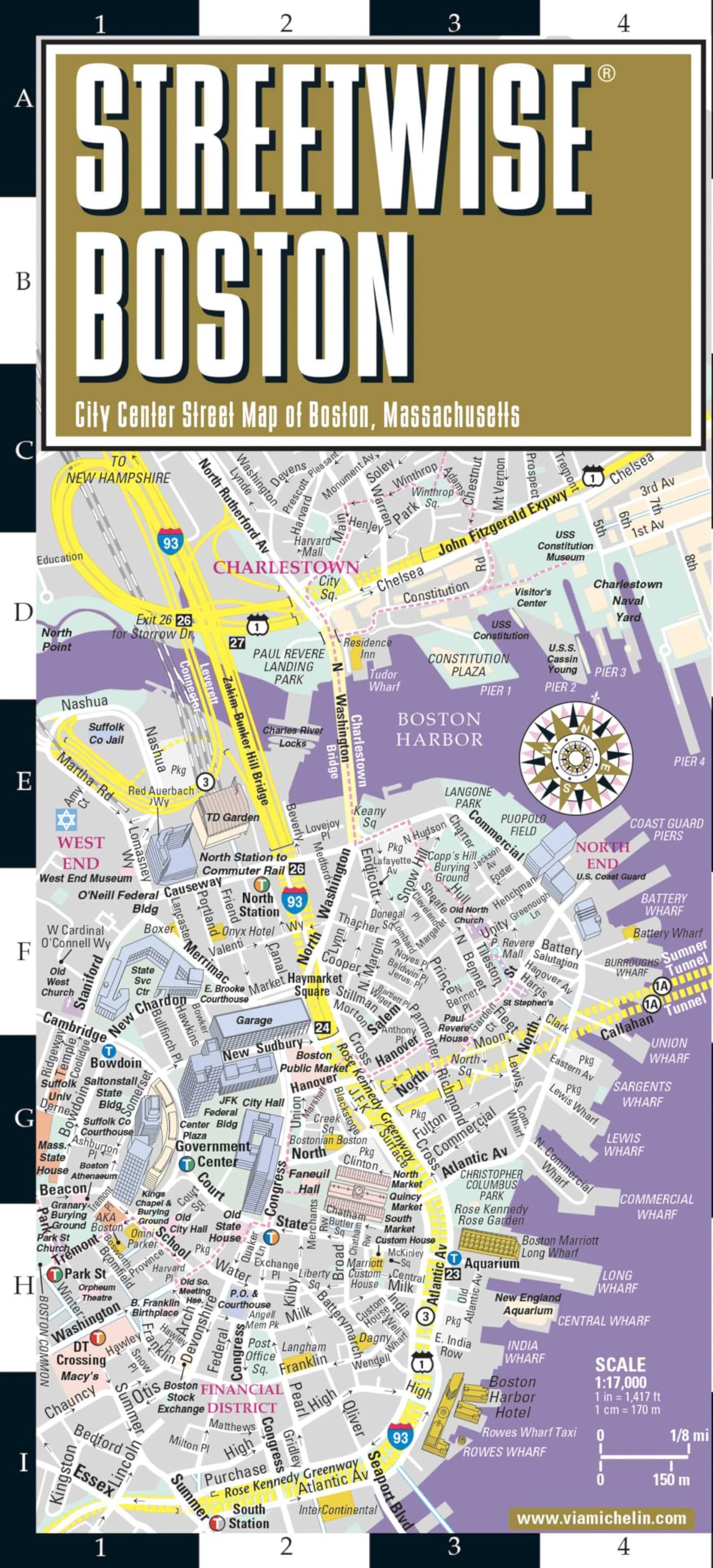 Streetwise Boston Map - Laminated City Center Street Map of Boston